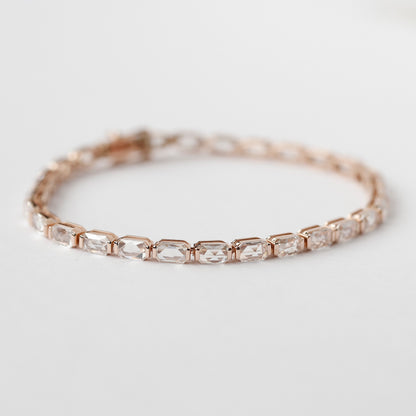 14K Rose Gold Emerald Cut Lab Grown Diamond Tennis Bracelet – 7 Inch