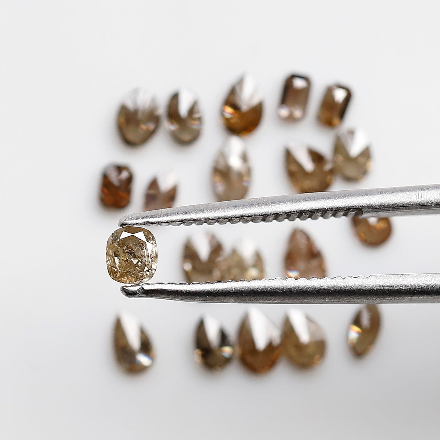 1.49 CT Natural Loose Diamonds 2.5 To 4.5 MM Fancy Diamonds Mix Lot Of Champagne Color Pear Cut, Oval Cut, Marquise Cut, Emerald Cut Diamonds