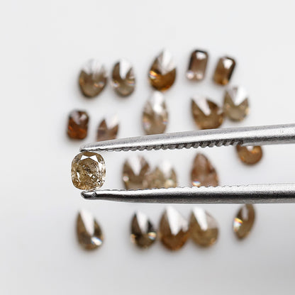 1.49 CT Natural Loose Diamonds 2.5 To 4.5 MM Fancy Diamonds Mix Lot Of Champagne Color Pear Cut, Oval Cut, Marquise Cut, Emerald Cut Diamonds