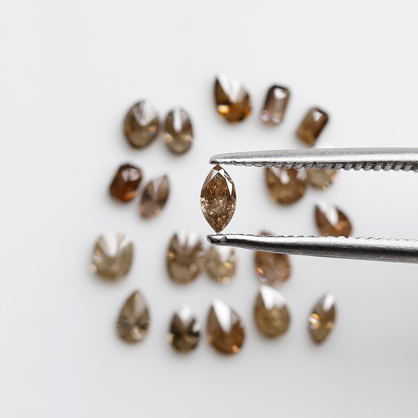 1.49 CT Natural Loose Diamonds 2.5 To 4.5 MM Fancy Diamonds Mix Lot Of Champagne Color Pear Cut, Oval Cut, Marquise Cut, Emerald Cut Diamonds