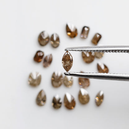 1.49 CT Natural Loose Diamonds 2.5 To 4.5 MM Fancy Diamonds Mix Lot Of Champagne Color Pear Cut, Oval Cut, Marquise Cut, Emerald Cut Diamonds