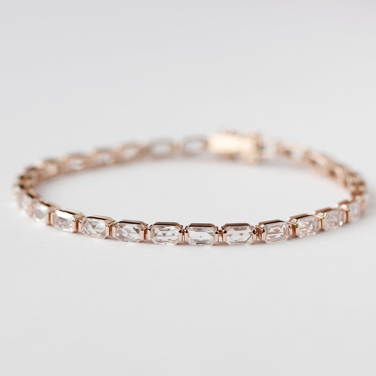 14K Rose Gold Emerald Cut Lab Grown Diamond Tennis Bracelet – 7 Inch