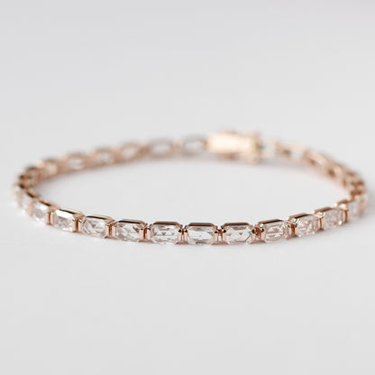 14K Rose Gold Emerald Cut Lab Grown Diamond Tennis Bracelet – 7 Inch
