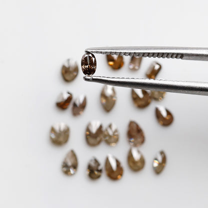 1.49 CT Natural Loose Diamonds 2.5 To 4.5 MM Fancy Diamonds Mix Lot Of Champagne Color Pear Cut, Oval Cut, Marquise Cut, Emerald Cut Diamonds