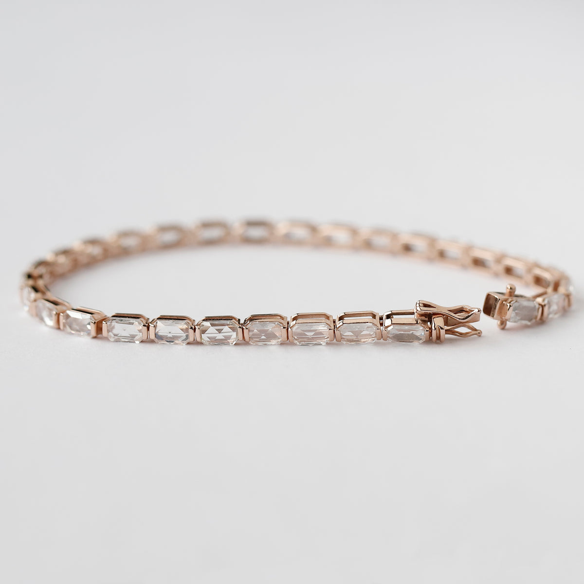 14K Rose Gold Emerald Cut Lab Grown Diamond Tennis Bracelet – 7 Inch