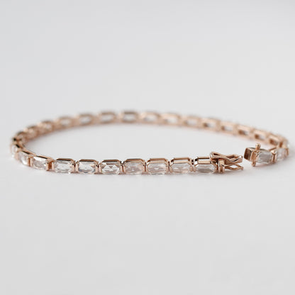 14K Rose Gold Emerald Cut Lab Grown Diamond Tennis Bracelet – 7 Inch