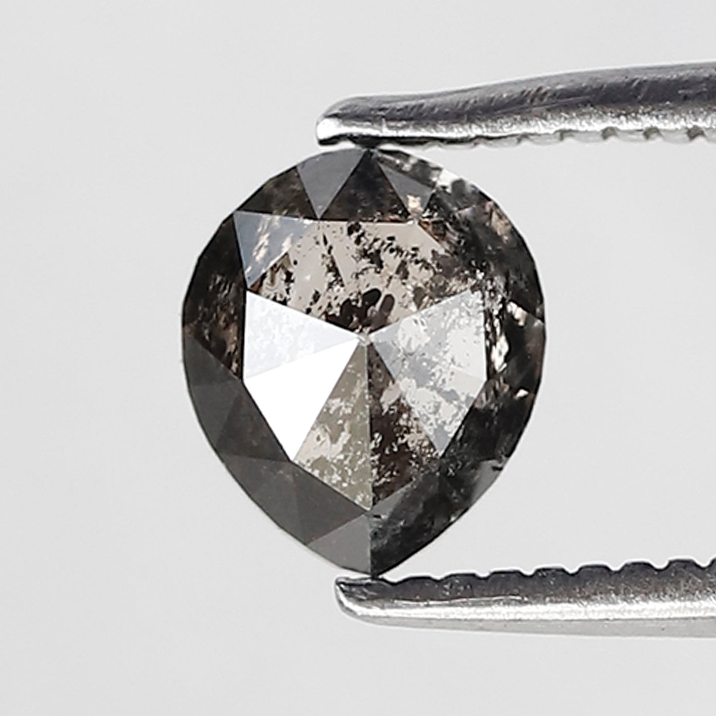 0.98 CT Pear Shape Salt and Pepper 6 MM black grey Color Loose Natural Diamond For Wedding Ring