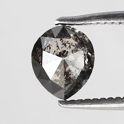 0.98 CT Pear Shape Salt and Pepper 6 MM black grey Color Loose Natural Diamond For Wedding Ring