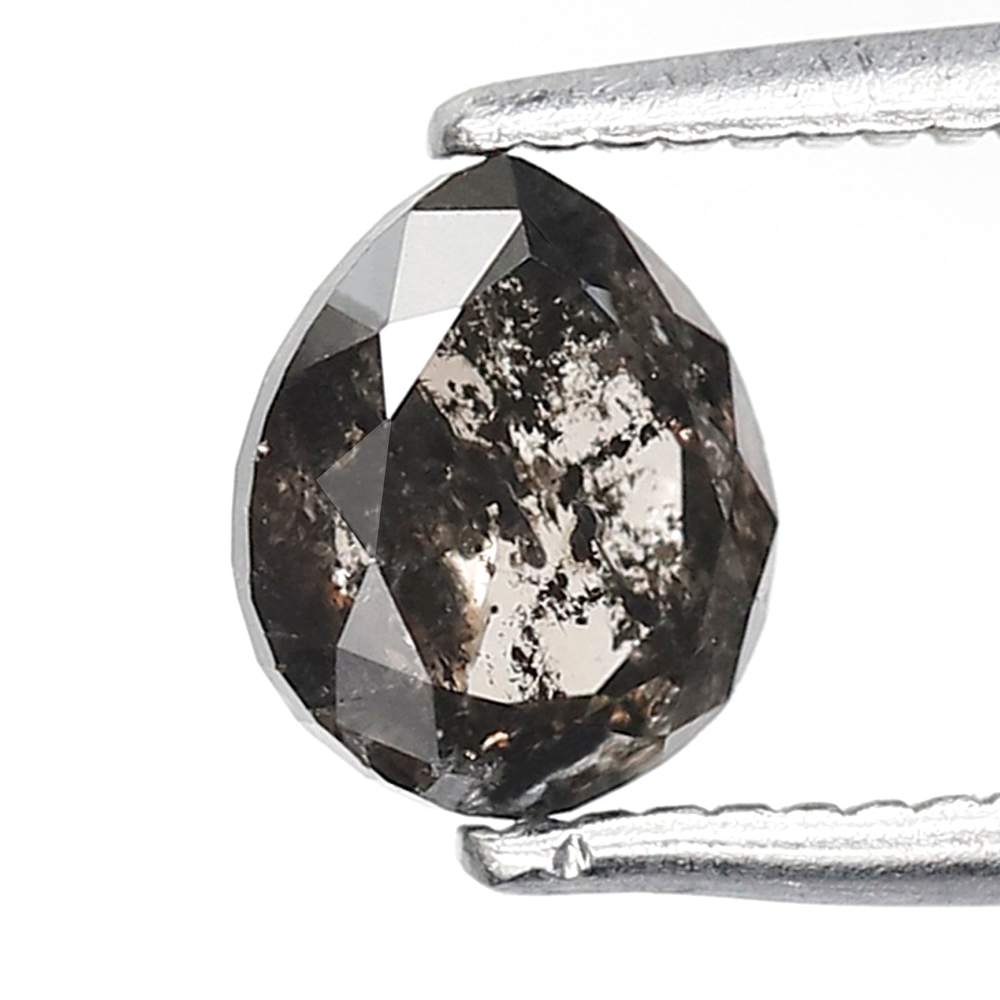 0.98 CT Pear Shape Salt and Pepper 6 MM black grey Color Loose Natural Diamond For Wedding Ring