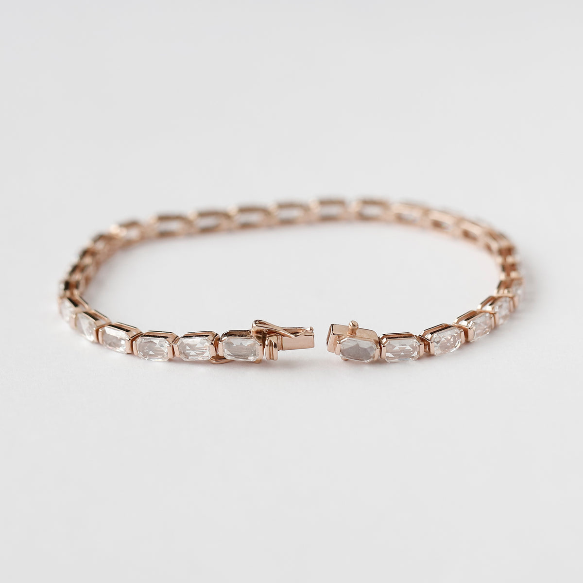 14K Rose Gold Emerald Cut Lab Grown Diamond Tennis Bracelet – 7 Inch