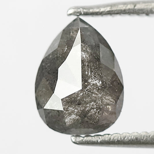 1.38 CT Pear Shape Salt and Pepper Diamond 8.10 MM Natural Gray Black Earth Mined Diamond