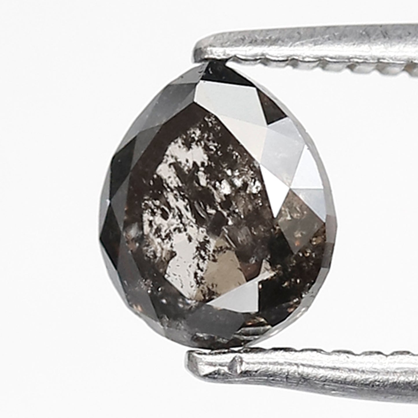 0.98 CT Pear Shape Salt and Pepper 6 MM black grey Color Loose Natural Diamond For Wedding Ring