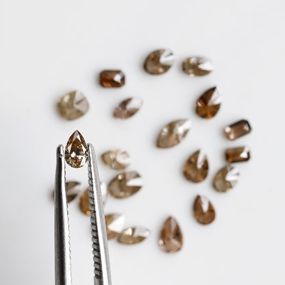1.49 CT Natural Loose Diamonds 2.5 To 4.5 MM Fancy Diamonds Mix Lot Of Champagne Color Pear Cut, Oval Cut, Marquise Cut, Emerald Cut Diamonds