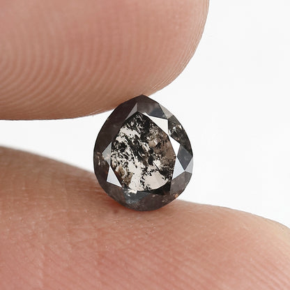 0.98 CT Pear Shape Salt and Pepper 6 MM black grey Color Loose Natural Diamond For Wedding Ring