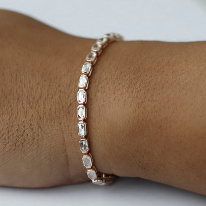 14K Rose Gold Emerald Cut Lab Grown Diamond Tennis Bracelet – 7 Inch