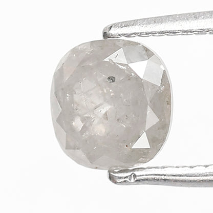 0.90 CT cushion Shape Salt and Pepper Diamond 5.70 MM Misty White Color Loose Natural Diamond For Wedding Ring