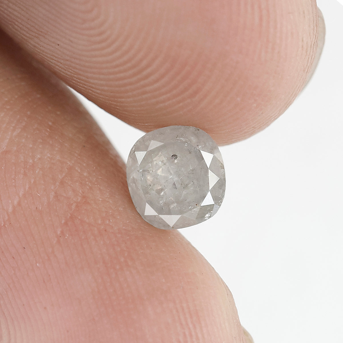 0.90 CT cushion Shape Salt and Pepper Diamond 5.70 MM Misty White Color Loose Natural Diamond For Wedding Ring