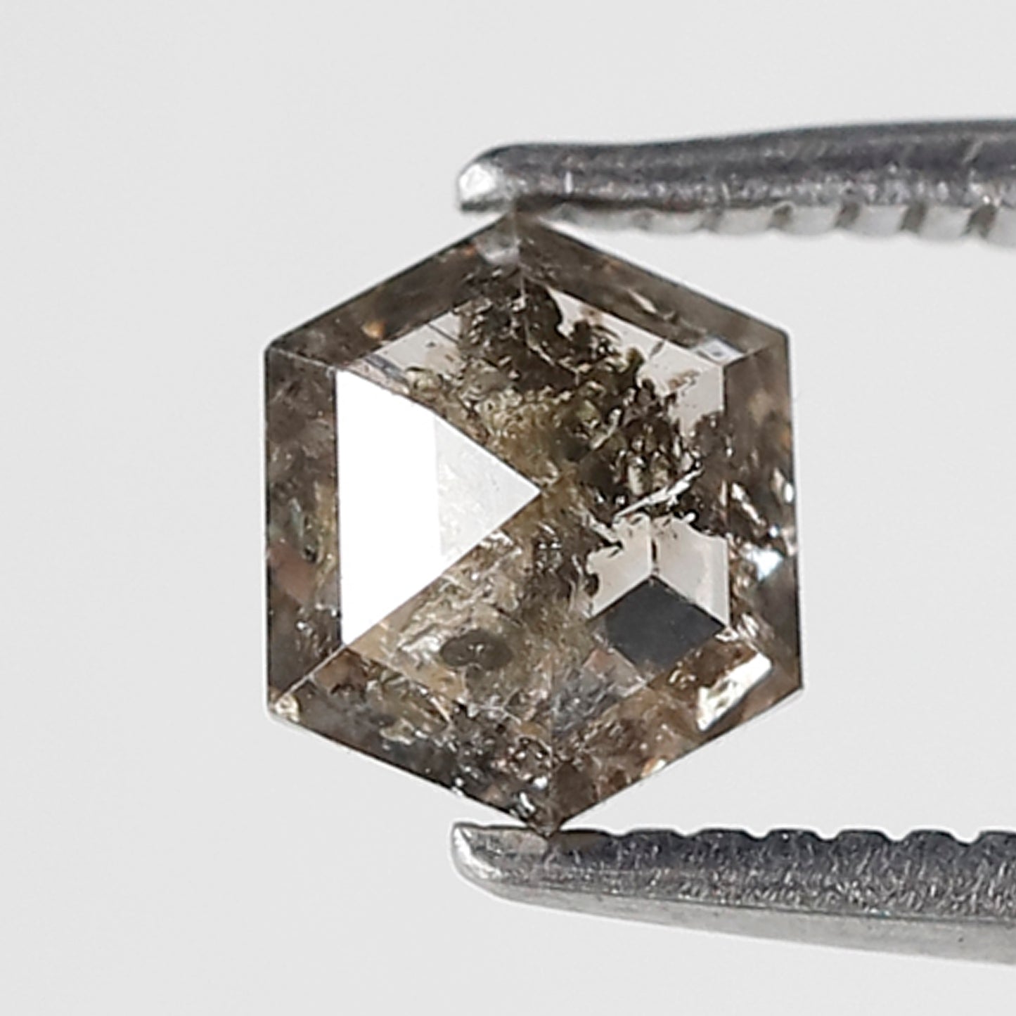 0.70 CT Hexagon Shape Salt and Pepper Diamond 5.80 MM black grey Color Loose Natural Diamond For Wedding Ring