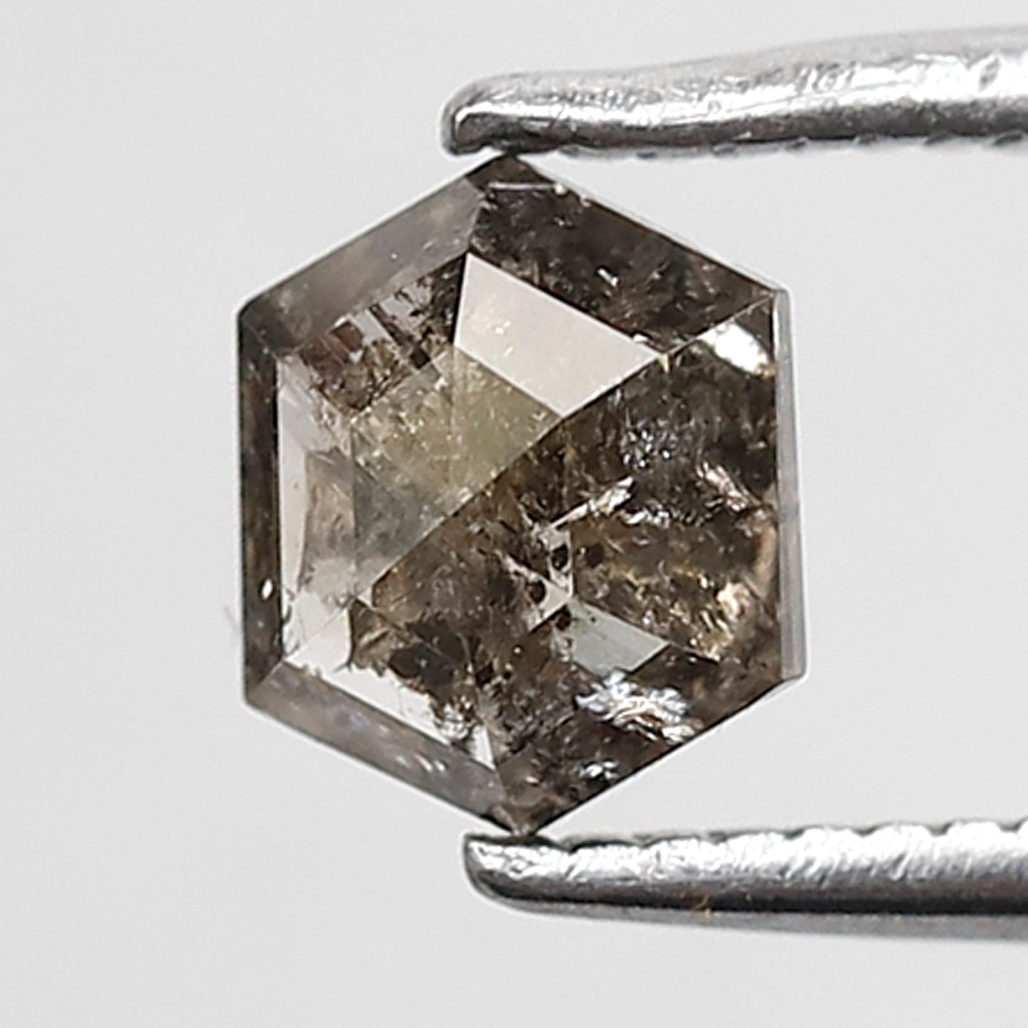 0.70 CT Hexagon Shape Salt and Pepper Diamond 5.80 MM black grey Color Loose Natural Diamond For Wedding Ring