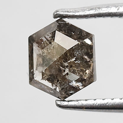 0.70 CT Hexagon Shape Salt and Pepper Diamond 5.80 MM black grey Color Loose Natural Diamond For Wedding Ring