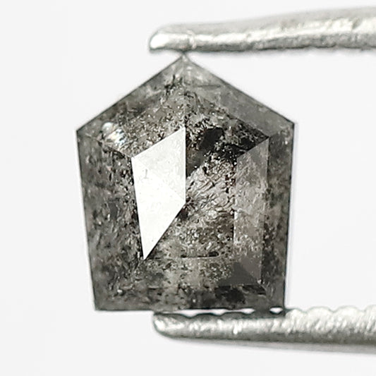 0.93 CT, 5.70 x 5.00 MM Natural Salt and Pepper Diamond, Loose Geometric Shape Earth Mined Diamond For Custom Pendant