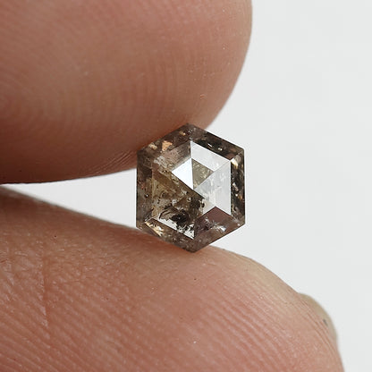 0.70 CT Hexagon Shape Salt and Pepper Diamond 5.80 MM black grey Color Loose Natural Diamond For Wedding Ring