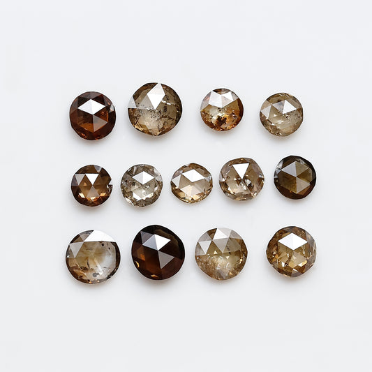 1.94 Ct 3.0 to 4.0 MM Round Natural Loose Diamonds Champagne Color SI Color Diamonds For 13 Pieces