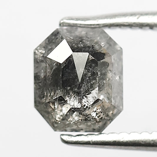 1.08 Ct Emerald Cut Gray Black Salt & Pepper Diamond | 6.20 mm Loose Diamond for Ring