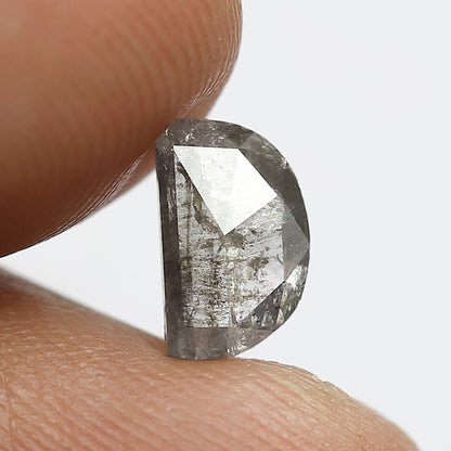 Half Moon 1.03 Ct Natural Gray Black Salt & Pepper Loose Diamond for Pendant Jewelry