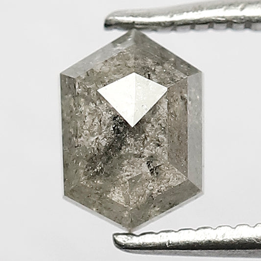 Natural 0.93 CT Hexagon Shape Loose Salt and Pepper Gray Black Diamond For Wedding Band