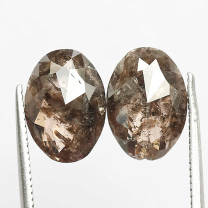 4.51 CT Pair of Oval shape Brown color 10 mm Oval salt and pepper for making set of Earring