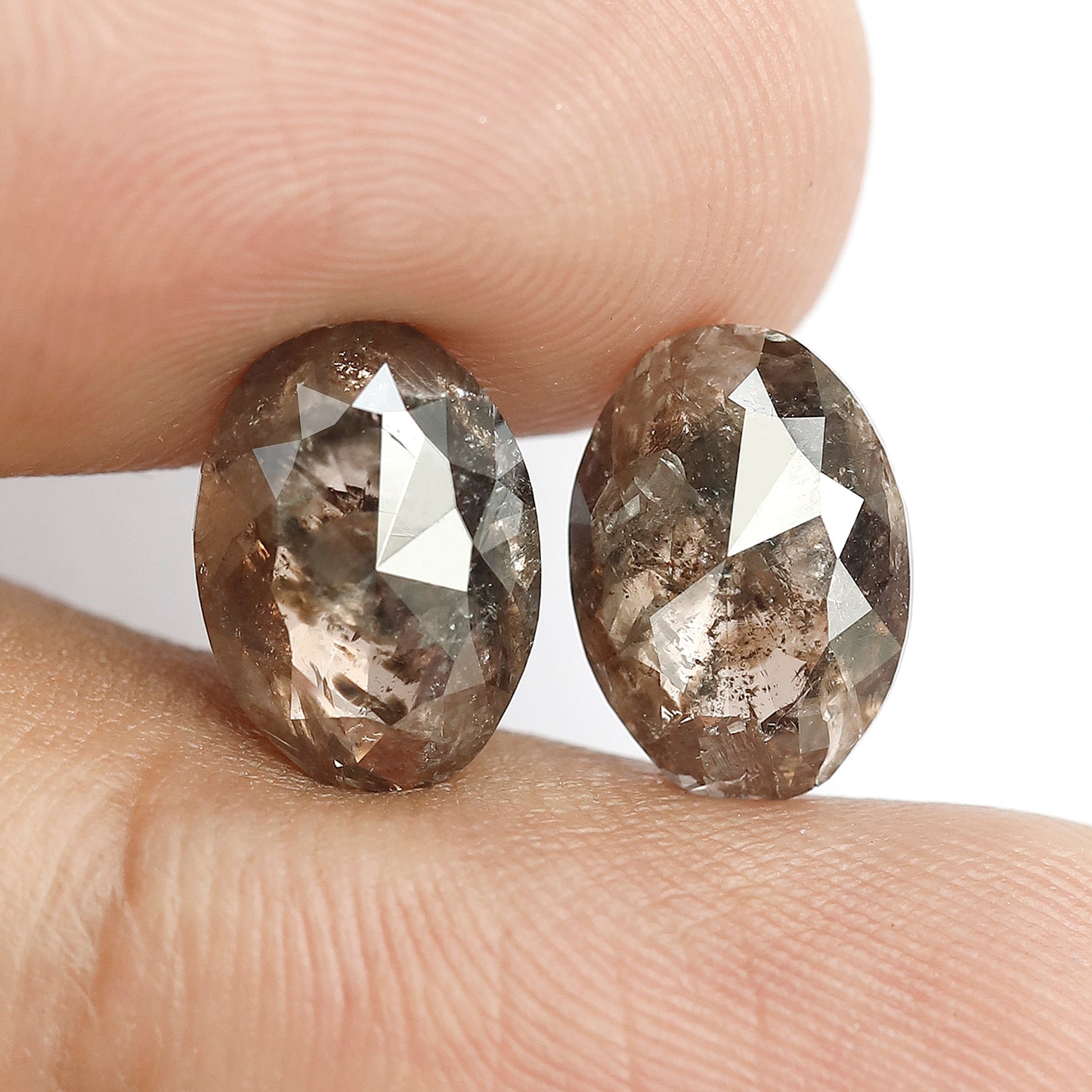 4.51 CT Pair of Oval shape Brown color 10 mm Oval salt and pepper for making set of Earring