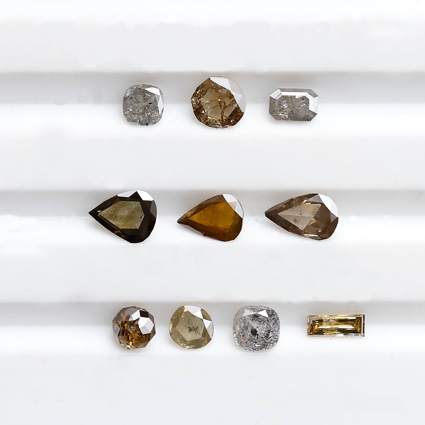 1.29 CT Natural Loose Mix Shape I2 Clarity Diamonds 2.8 to 5.0 MM Champagne Color Pear Cut Oval Cut Round cut Fancy Diamonds For 10 Pieces