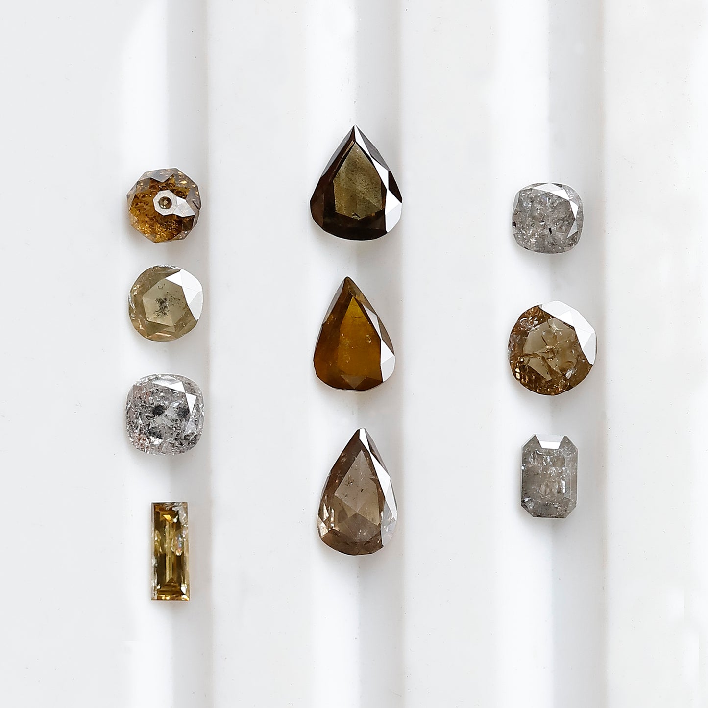 1.29 CT Natural Loose Mix Shape I2 Clarity Diamonds 2.8 to 5.0 MM Champagne Color Pear Cut Oval Cut Round cut Fancy Diamonds For 10 Pieces