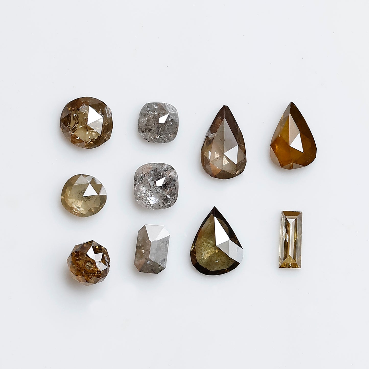 1.29 CT Natural Loose Mix Shape I2 Clarity Diamonds 2.8 to 5.0 MM Champagne Color Pear Cut Oval Cut Round cut Fancy Diamonds For 10 Pieces