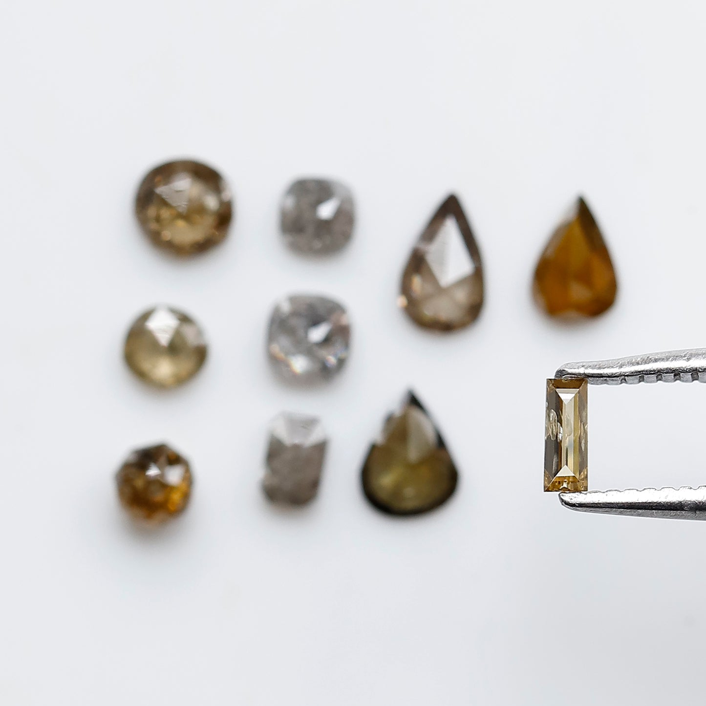 1.29 CT Natural Loose Mix Shape I2 Clarity Diamonds 2.8 to 5.0 MM Champagne Color Pear Cut Oval Cut Round cut Fancy Diamonds For 10 Pieces