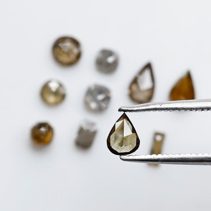 1.29 CT Natural Loose Mix Shape I2 Clarity Diamonds 2.8 to 5.0 MM Champagne Color Pear Cut Oval Cut Round cut Fancy Diamonds For 10 Pieces