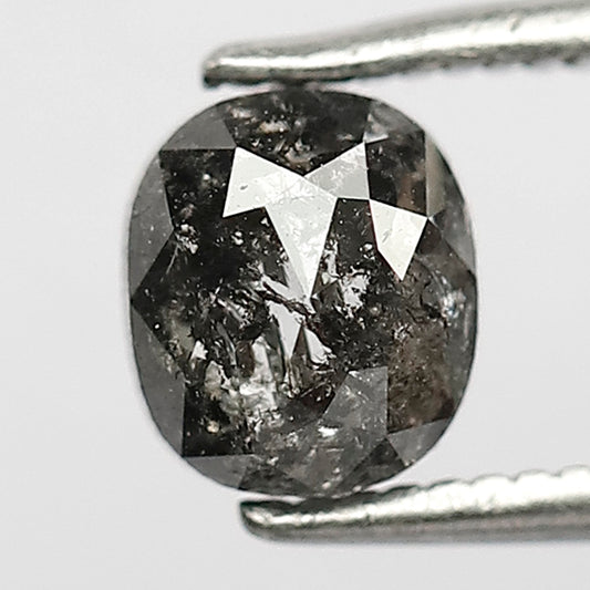 1.19 Ct Oval Shape Gray Black Salt & Pepper Diamond | 6.00 mm Natural Loose Conflict Free Earth Mined Diamond for Engagement Ring & Fine Jewelry