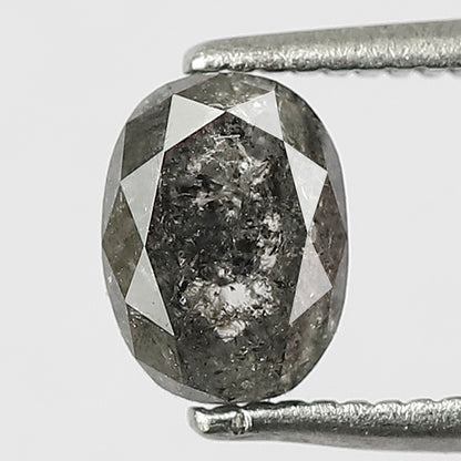 Oval 1.05 Ct Natural Gray Black Salt & Pepper Diamond | 6.60 mm Loose Unique Diamond for Engagement Ring, Bridal & Fine Jewelry