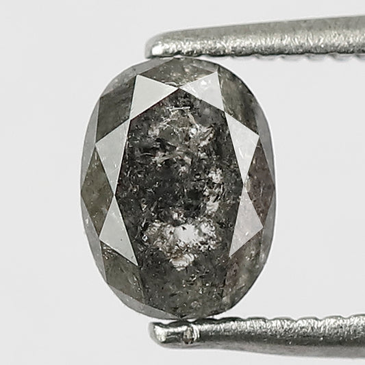 Oval 1.05 Ct Natural Gray Black Salt & Pepper Diamond | 6.60 mm Loose Unique Diamond for Engagement Ring, Bridal & Fine Jewelry