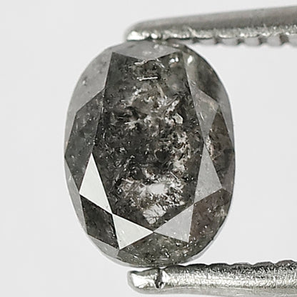 Oval 1.05 Ct Natural Gray Black Salt & Pepper Diamond | 6.60 mm Loose Unique Diamond for Engagement Ring, Bridal & Fine Jewelry
