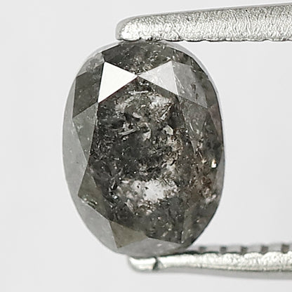 Oval 1.05 Ct Natural Gray Black Salt & Pepper Diamond | 6.60 mm Loose Unique Diamond for Engagement Ring, Bridal & Fine Jewelry