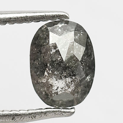 Oval 1.05 Ct Natural Gray Black Salt & Pepper Diamond | 6.60 mm Loose Unique Diamond for Engagement Ring, Bridal & Fine Jewelry