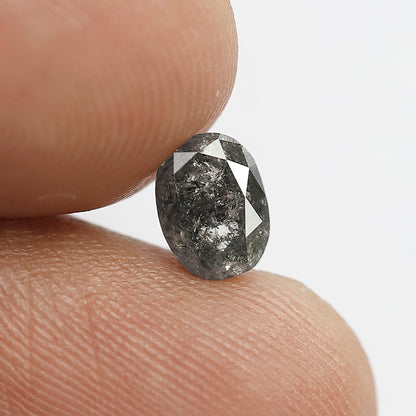 Oval 1.05 Ct Natural Gray Black Salt & Pepper Diamond | 6.60 mm Loose Unique Diamond for Engagement Ring, Bridal & Fine Jewelry