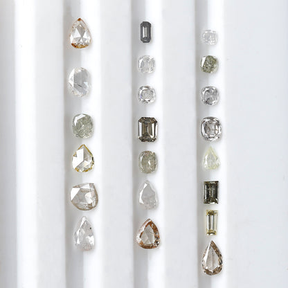 1.39 CT Mix Shape Natural Loose Diamonds 1.8 to 4.4 MM Pear Cut Oval Cut Emerald Cut Light Brown Color SI Clarity Diamonds For 21 Pieces