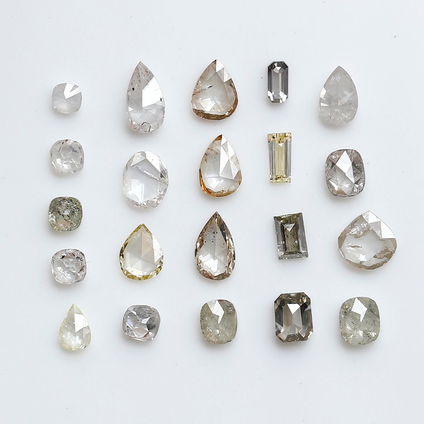 1.39 CT Mix Shape Natural Loose Diamonds 1.8 to 4.4 MM Pear Cut Oval Cut Emerald Cut Light Brown Color SI Clarity Diamonds For 21 Pieces