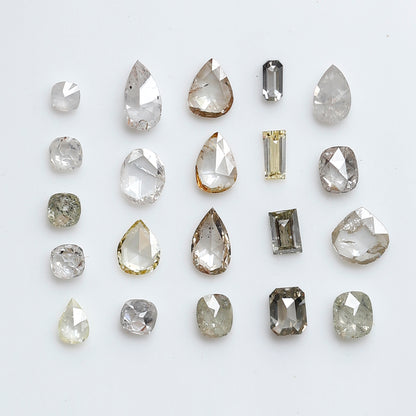 1.39 CT Mix Shape Natural Loose Diamonds 1.8 to 4.4 MM Pear Cut Oval Cut Emerald Cut Light Brown Color SI Clarity Diamonds For 21 Pieces