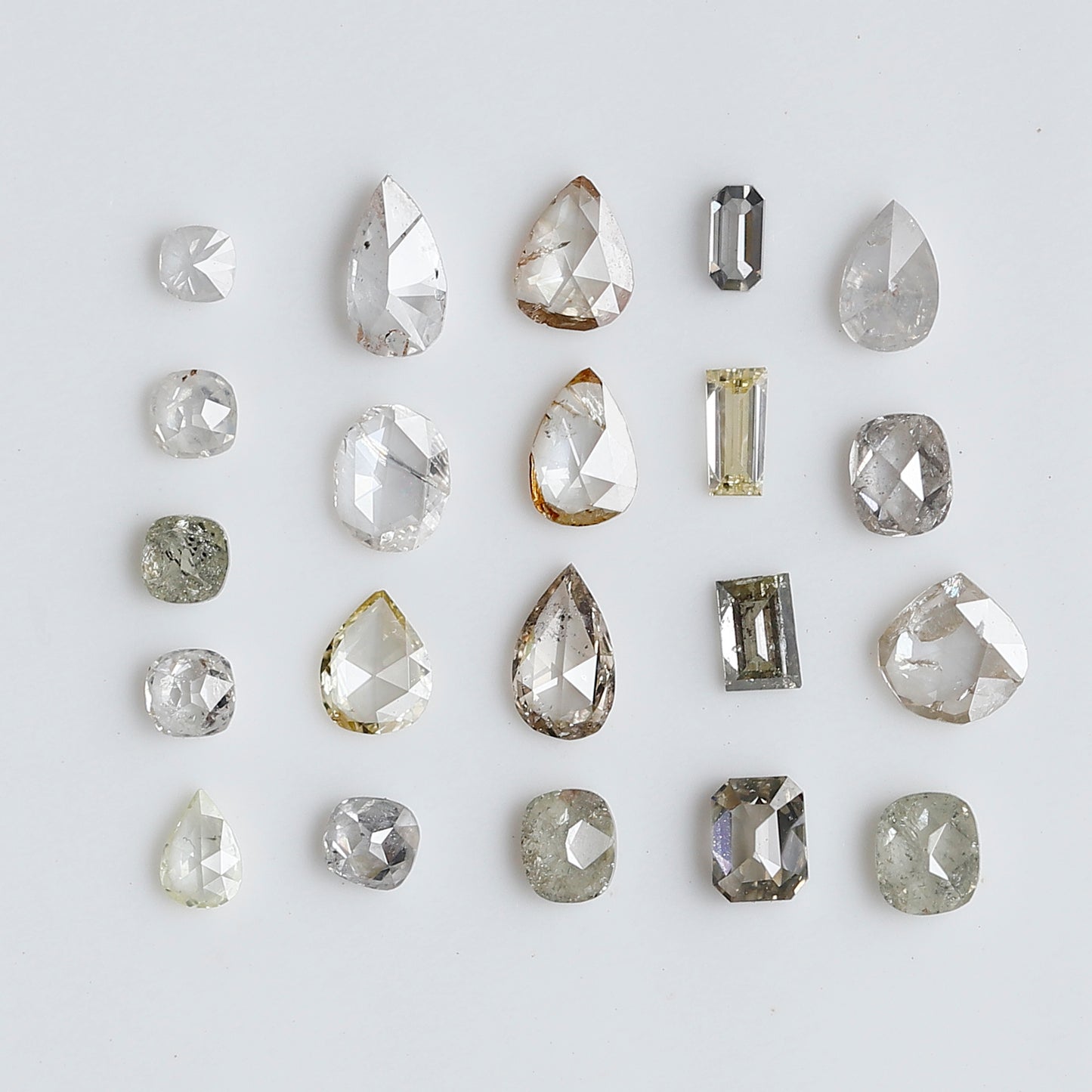 1.39 CT Mix Shape Natural Loose Diamonds 1.8 to 4.4 MM Pear Cut Oval Cut Emerald Cut Light Brown Color SI Clarity Diamonds For 21 Pieces