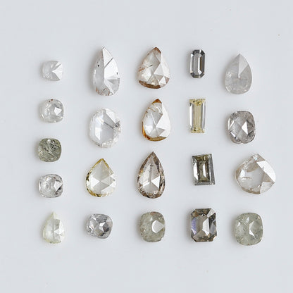 1.39 CT Mix Shape Natural Loose Diamonds 1.8 to 4.4 MM Pear Cut Oval Cut Emerald Cut Light Brown Color SI Clarity Diamonds For 21 Pieces