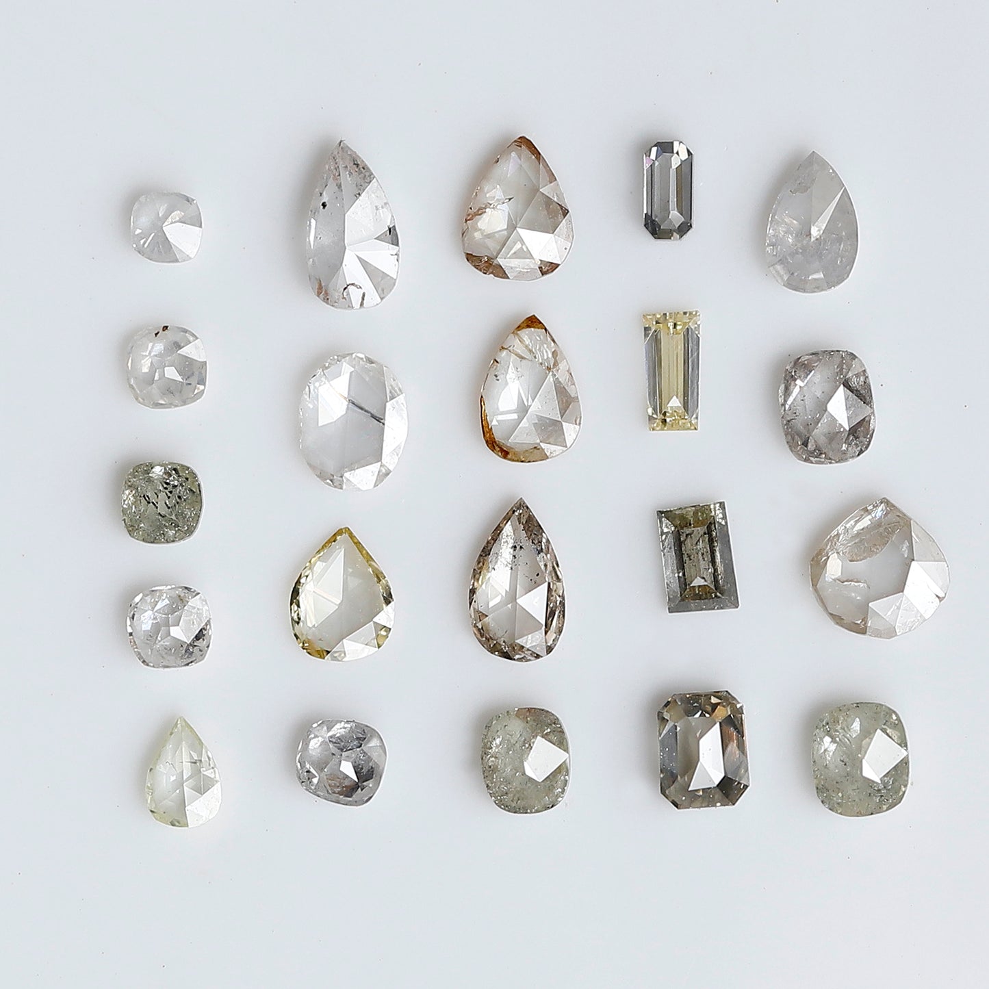 1.39 CT Mix Shape Natural Loose Diamonds 1.8 to 4.4 MM Pear Cut Oval Cut Emerald Cut Light Brown Color SI Clarity Diamonds For 21 Pieces